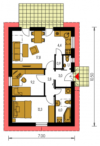 Grundriss des Erdgeschosses - BUNGALOW 14